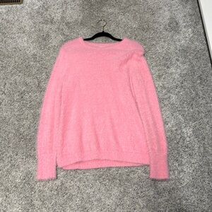 Women’s hot pink fuzzy sweater. Size Medium